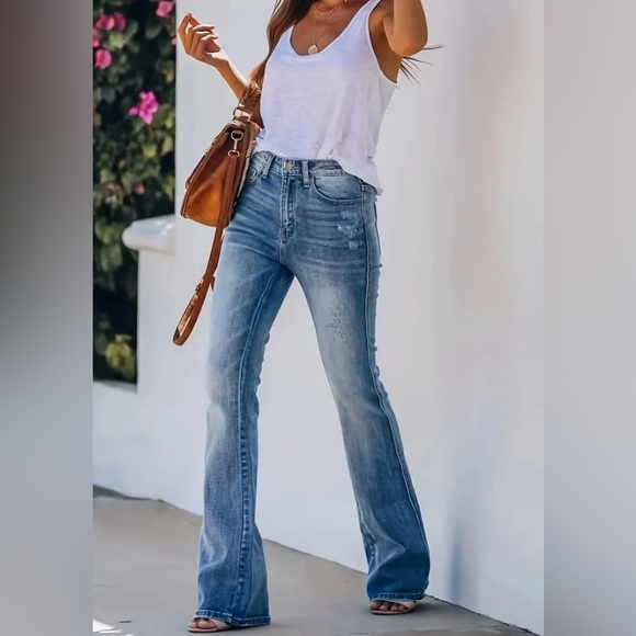 #4038 High Stretch Bootcut Chic Washed Denim Jeans - Picture 7 of 16